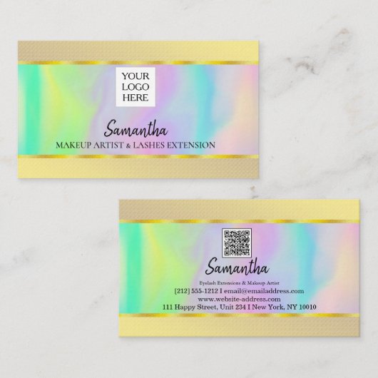 Gepersonaliseerde moderne QR-code Logo Holograph B Visitekaartje (Voorkant / Achterkant)