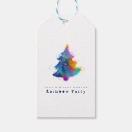 Gepersonaliseerde Moderne Regenboog Kerstboom Cadeaulabel