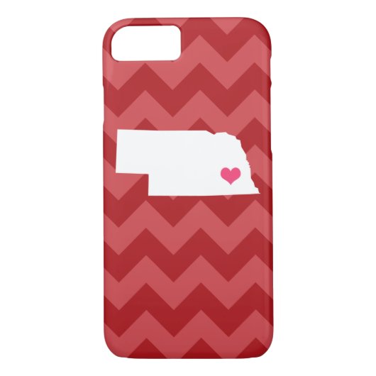 Gepersonaliseerde moderne rode Chevron Nebraska He Case-Mate iPhone Case (Achterkant)