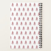 Gepersonaliseerde moderne rode kerstboom patroon notitieboek (Achterkant)