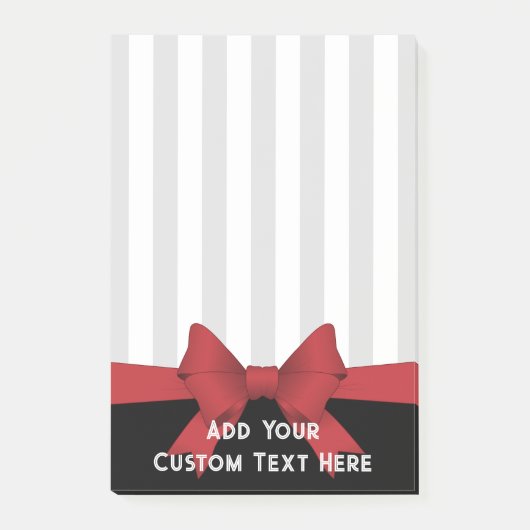 Gepersonaliseerde moderne rode lint en streep post-it® notes (Voorkant)