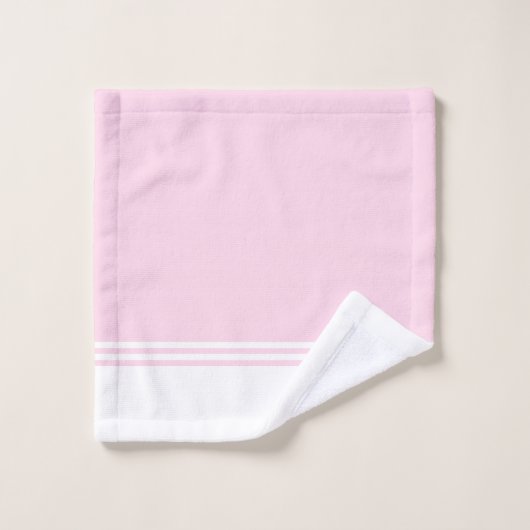 Gepersonaliseerde Moderne Roze en Witte Eenvoudige Bad Handdoek (Wasdoekje)