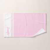 Gepersonaliseerde Moderne Roze en Witte Eenvoudige Bad Handdoek (Handdoek)