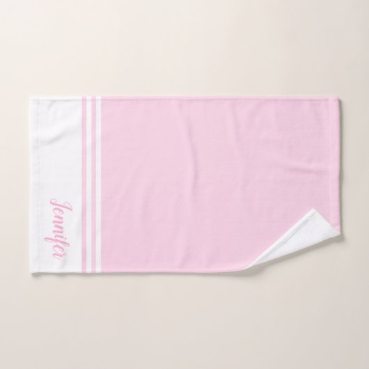 Gepersonaliseerde Moderne Roze en Witte Eenvoudige Bad Handdoek (Handdoek)
