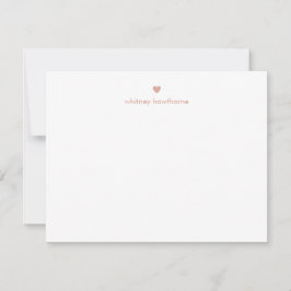 Gepersonaliseerde Moderne Roze Hart Blush Notitiekaartje