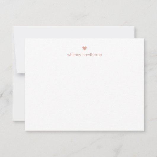 Gepersonaliseerde Moderne Roze Hart Blush Notitiekaartje (Voorkant)