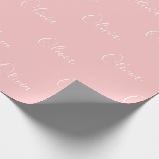 Gepersonaliseerde Moderne Roze Manuscript Naam Cadeaupapier (Hoek)