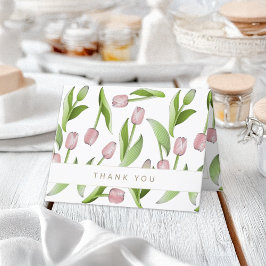 Gepersonaliseerde moderne roze tulp dank u kaart