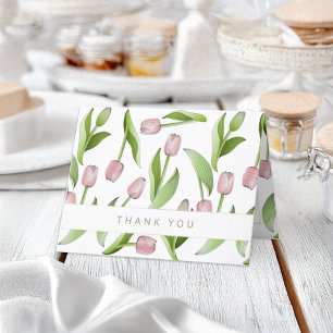 Gepersonaliseerde moderne roze tulp dank u kaart