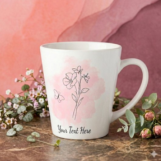 Gepersonaliseerde moderne roze waterverf koffiemok latte mok