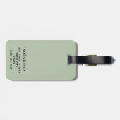 Gepersonaliseerde Moderne Sage Groene Monogram Pas Bagagelabel (Achterkant horizontaal)