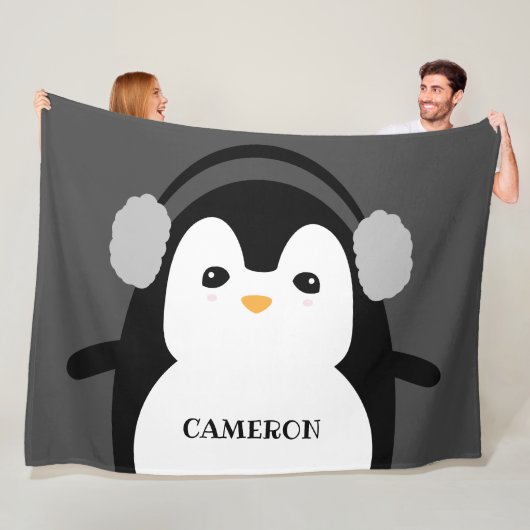 Gepersonaliseerde moderne Schattigee zwarte witte  Fleece Deken (In situ)