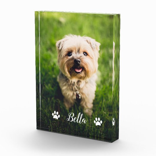 Gepersonaliseerde moderne script paw prints hond fotoblokken (Rechts)