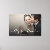 Gepersonaliseerde moderne scripturenamen trouwfoto canvas afdruk (Voorkant)