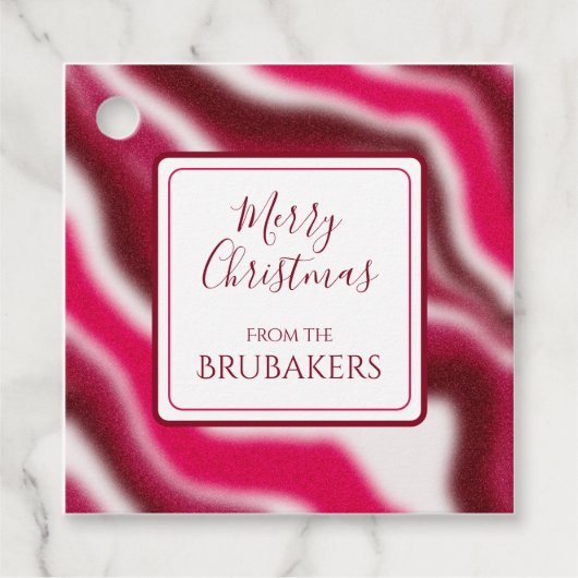 Gepersonaliseerde moderne snoepriet rode kerstnaam bedankjes labels (Voorkant)