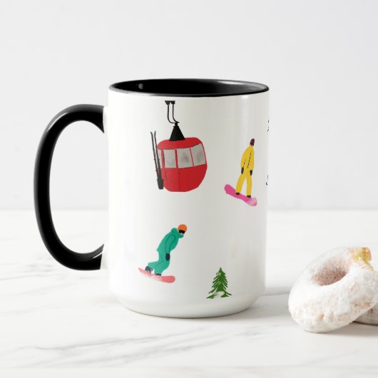 Gepersonaliseerde moderne snowboarder snowboarden mok (Met donut)
