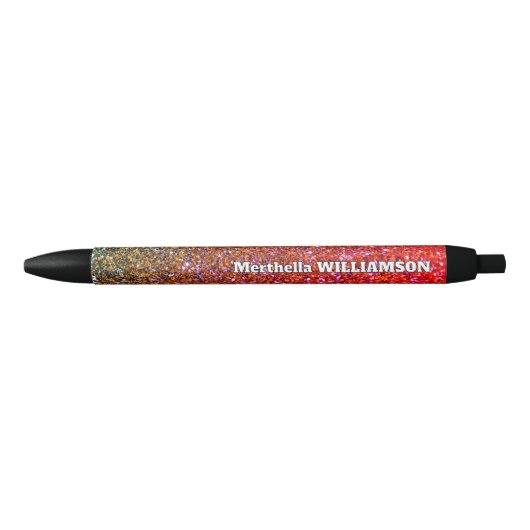 Gepersonaliseerde moderne Sparkly GLITTER Zwarte Inkt Pen (Voorkant)