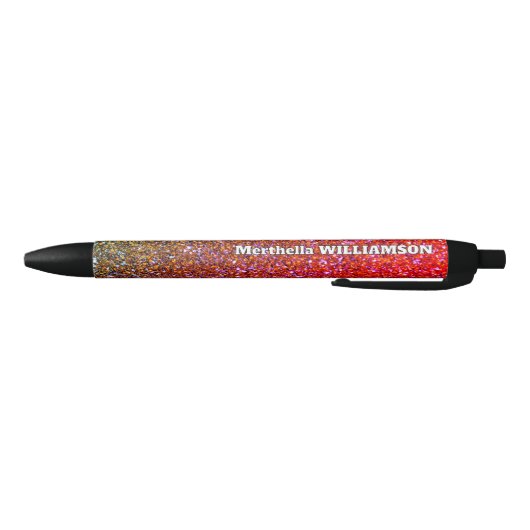Gepersonaliseerde moderne Sparkly GLITTER Zwarte Inkt Pen (Bodem)