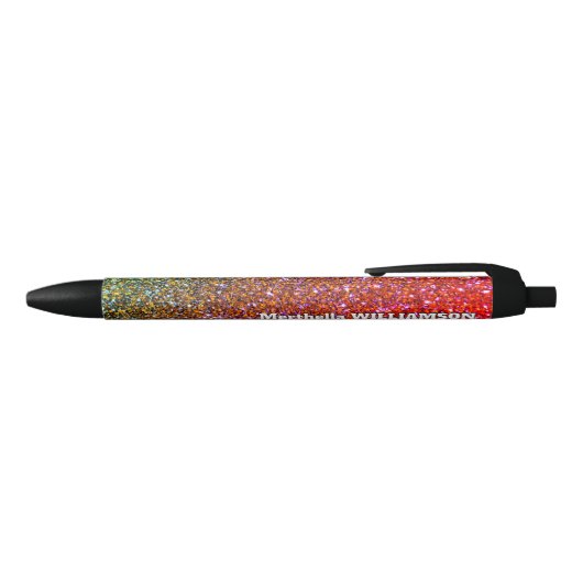 Gepersonaliseerde moderne Sparkly GLITTER Zwarte Inkt Pen (Bovenkant)