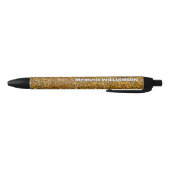 Gepersonaliseerde moderne Sparkly GOLD GLITTER Zwarte Inkt Pen (Bodem)