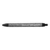 Gepersonaliseerde moderne Sparkly Silver GLITTER Zwarte Inkt Pen (Voorkant)