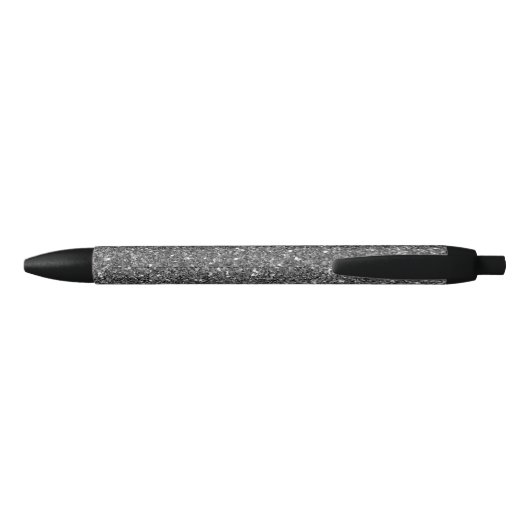 Gepersonaliseerde moderne Sparkly Silver GLITTER Zwarte Inkt Pen (Achterkant)