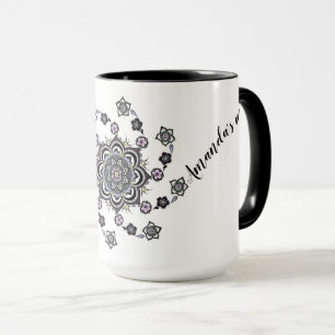 Gepersonaliseerde moderne spiraalbloem mandala mok