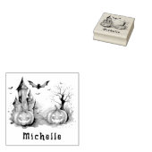 Gepersonaliseerde moderne Spooky Pumpkin Haunted H Rubberstempel (Gestempeld)