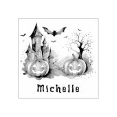 Gepersonaliseerde moderne Spooky Pumpkin Haunted H Rubberstempel (Afrduk)