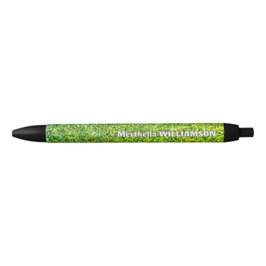 Gepersonaliseerde moderne sprankelende groene GLIT Zwarte Inkt Pen (Voorkant)