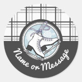 Gepersonaliseerde moderne Tartan kunstschaatsen Ronde Sticker (Voorkant)