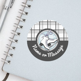 Gepersonaliseerde moderne Tartan kunstschaatsen Ronde Sticker