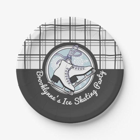 Gepersonaliseerde moderne Tartan schaatsen partij Papieren Bordje (Voorkant)