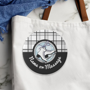 Gepersonaliseerde moderne Tartan schaatspinback Ronde Button 7,6 Cm