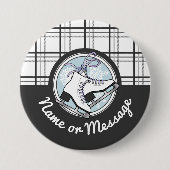 Gepersonaliseerde moderne Tartan schaatspinback Ronde Button 7,6 Cm (Voorkant)