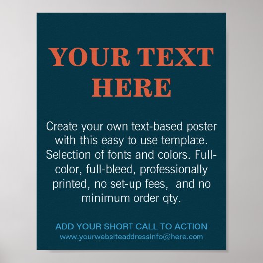 Gepersonaliseerde Moderne Tekst Turquoise Poster (Voorkant)