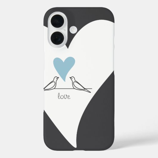 Gepersonaliseerde Moderne Tortelduifjes Lichtblauw Case-Mate iPhone Case (Achterkant)