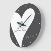 Gepersonaliseerde Moderne Tortelduifjes Lichtblauw Grote Klok (Hoek)