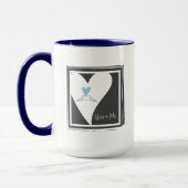 Gepersonaliseerde Moderne Tortelduifjes Lichtblauw Mok (Links)