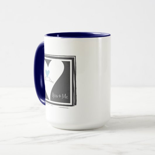 Gepersonaliseerde Moderne Tortelduifjes Lichtblauw Mok (Voorkant links)