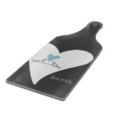 Gepersonaliseerde Moderne Tortelduifjes Lichtblauw Snijplank (Hoek)