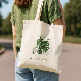 Gepersonaliseerde moderne tropische bladeren tote bag
