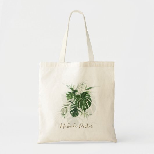 Gepersonaliseerde moderne tropische bladeren tote bag (Voorkant)