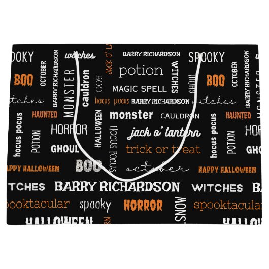Gepersonaliseerde moderne typografie Halloween Groot Cadeauzakje (Voorkant)