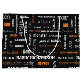 Gepersonaliseerde moderne typografie Halloween Groot Cadeauzakje (Achterkant)