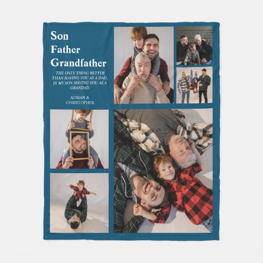 Gepersonaliseerde moderne vader | 6 Foto Fleece Deken (Voorkant)