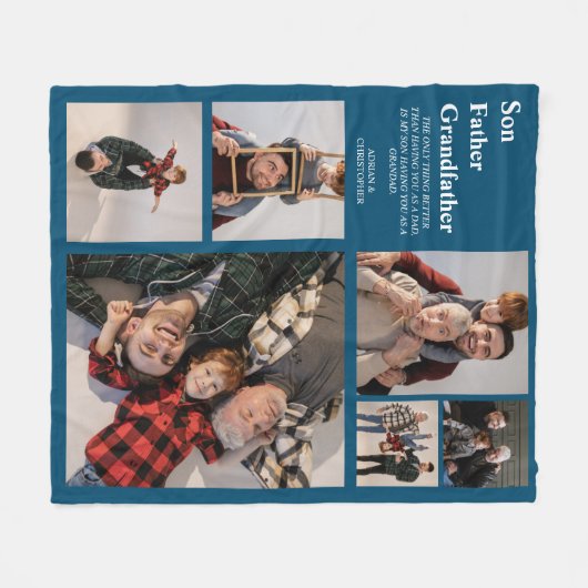 Gepersonaliseerde moderne vader | 6 Foto Fleece Deken (Voorkant (Horizontaal))
