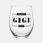 Gepersonaliseerde moderne vet gigi est nieuwe oma wijnglas zonder voet (Voorkant)