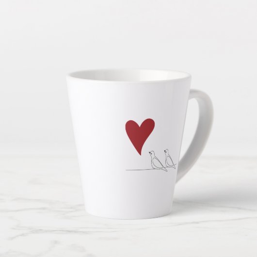 Gepersonaliseerde moderne vogels in liefde Red Hea Latte Mok (Rechterhoek)