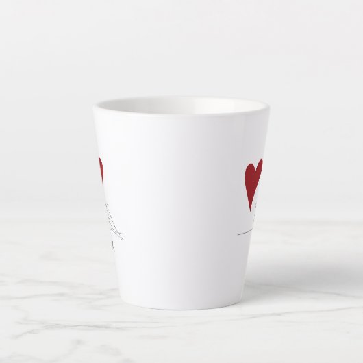 Gepersonaliseerde moderne vogels in liefde Red Hea Latte Mok (Voorkant)